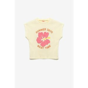 Tricou de bumbac cu imprimeu text si floral imagine