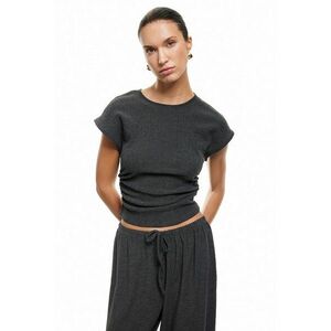 Tricou crop texturat cu prinderi laterale imagine