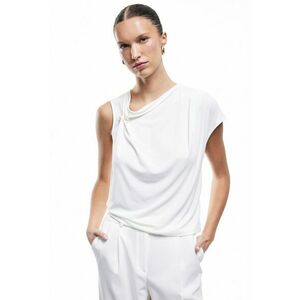 Bluza drapata cu decolteu pe un umar imagine