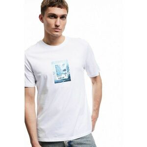 Tricou cu decolteu la baza gatului si imprimeu grafic imagine