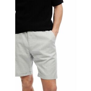 Pantaloni scurti uni din amestec de in cu terminatii plisate imagine
