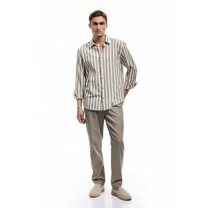 Pantaloni relaxed fit de bumbac si in cu buzunare laterale imagine