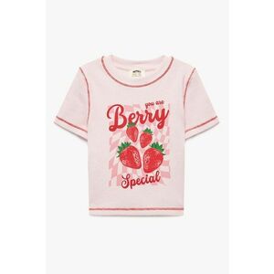 Tricou cu decolteu la baza gatului si imprimeu grafic imagine