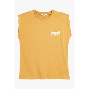 Tricou de bumbac fara maneci - Galben sofran - imagine