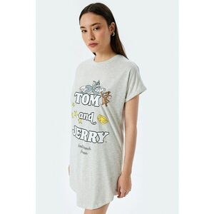 Tricou de noapte cu imprimeu Tom&Jerry - Alb - Gri deschis melange - imagine