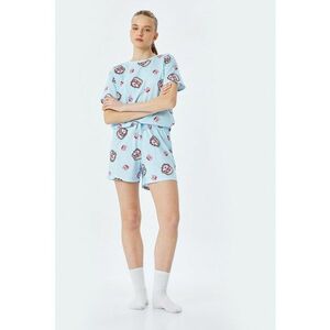 Pijama cu pantaloni scurti - cordon in talie si model imagine