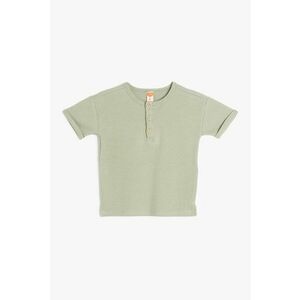 Tricou uni cu fenta cu nasturi imagine