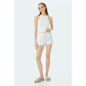 Pijama cu pantaloni scurti - cordon in talie si model striat imagine