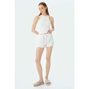 Top crop de pijama slim-fit cu text brodat si model striat imagine