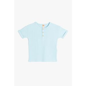 Tricou uni cu fenta cu nasturi imagine