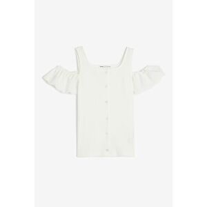 Bluza cu maneci cu volane si decolteu pe umeri imagine