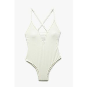 Costum de baie cu burete si decolteu in V imagine