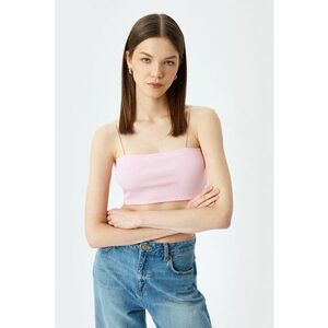 Top crop cu bretele inguste si model striat imagine