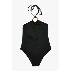 Costum de baie intreg cu cordon - decolteu halter si aspect stralucitor imagine