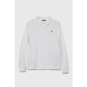 United Colors of Benetton longsleeve din bumbac pentru copii culoarea alb, melanj imagine