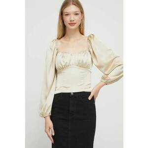 Abercrombie & Fitch bluza femei, culoarea auriu, neted imagine
