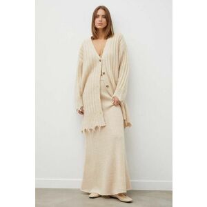 Herskind fusta de lana culoarea bej, maxi, drept imagine