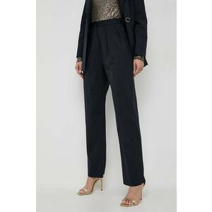 Marella pantaloni din lana culoarea albastru marin, drept, high waist imagine