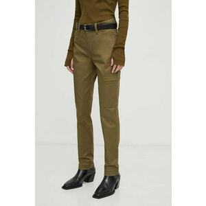 G-Star pantaloni femei, culoarea verde, mulata, high waist imagine