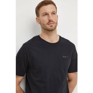 Pepe Jeans tricou din bumbac Connor barbati, culoarea negru, neted imagine