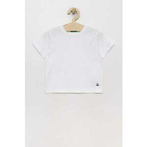 United Colors of Benetton tricou de bumbac pentru copii culoarea alb, neted imagine