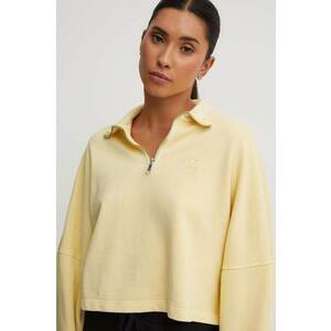 adidas Originals hanorac de bumbac femei, culoarea galben, uni IR6016 imagine