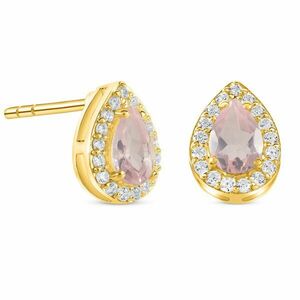 Cercei din argint Golden Drop Rose Quartz imagine