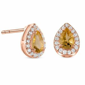 Cercei din argint Rose Gold Drop Citrin imagine