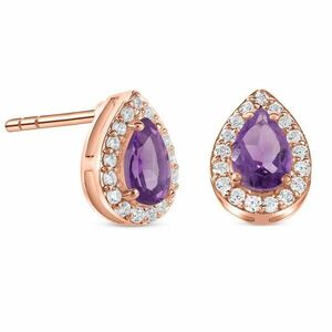 Cercei din argint Rose Gold Amethyst Stud imagine