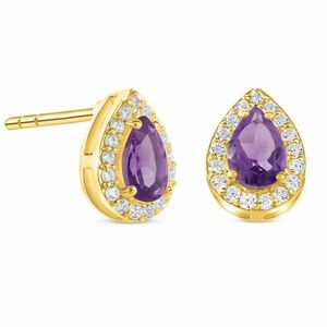 Cercei din argint Golden Amethyst Stud imagine