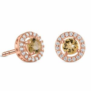 Cercei din argint Rose Gold Starlit Citrin imagine