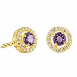 Cercei din argint Golden Starlit Amethyst imagine