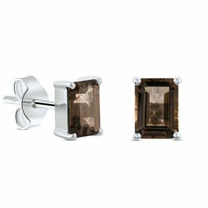 Cercei din argint Silver Rectangle Smoky Quartz Elegance imagine