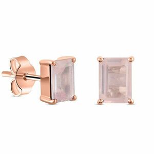 Cercei din argint Rose Gold Rectangle Quartz Elegance imagine