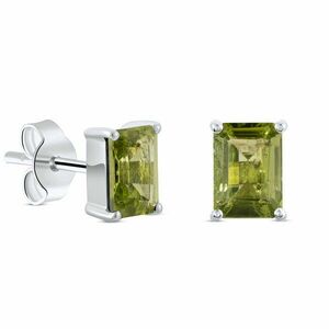 Cercei din argint Silver Rectangle Peridot Elegance imagine