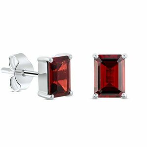 Cercei din argint Silver Rectangle Garnet Elegance imagine