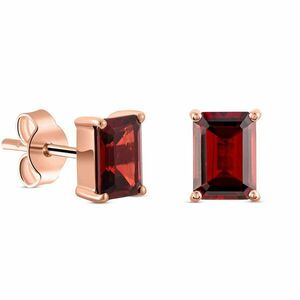 Cercei din argint Rose Gold Rectangle Garnet Elegance imagine
