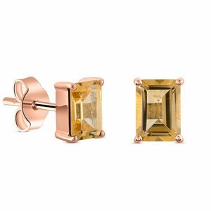 Cercei din argint Rose Gold Rectangle Citrin Elegance imagine