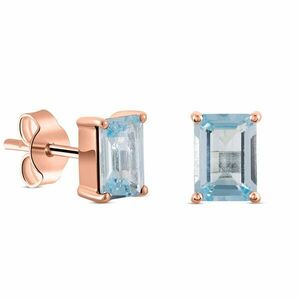 Cercei din argint Rose Gold Rectangle Topaz Elegance imagine