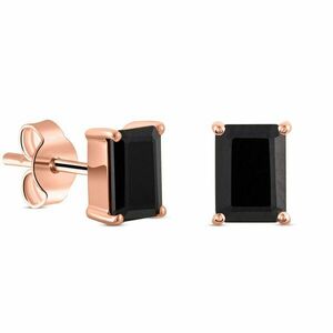Cercei din argint Rose Gold Rectangle Black Tourmaline Elegance imagine