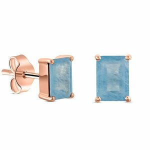 Cercei din argint Rose Gold Rectangle Aqamarine Elegance imagine