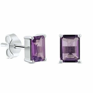 Cercei din argint Silver Rectangle Amethyst Elegance imagine