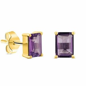 Cercei din argint Golden Rectangle Amethyst Elegance imagine