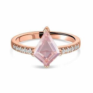 Inel din argint Rose Gold Rhombus Rose Quartz imagine