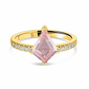 Inel din argint Golden Rhombus Rose Quartz imagine