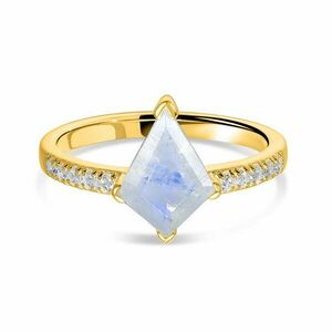 Inel din argint Golden Rhombus Moonstone imagine