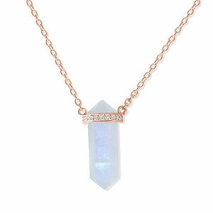 Colier din argint Rose Gold Hexagon Moonstone imagine