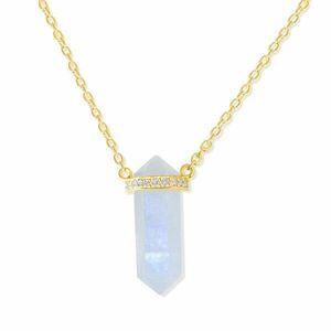 Colier din argint Golden Hexagon Moonstone imagine