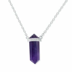 Colier din argint Silver Hexagon Amethyst imagine