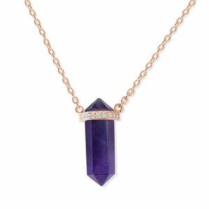 Colier din argint Rose Gold Hexagon Amethyst imagine